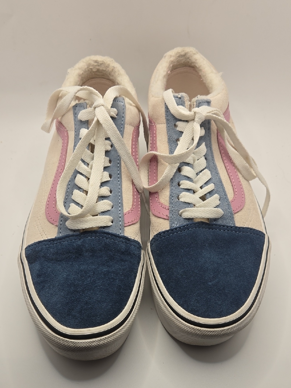 VANS Old Skool Stackform Suede Sneakers Sz 8.5W Pink Blue 90s Y2K Streetwear